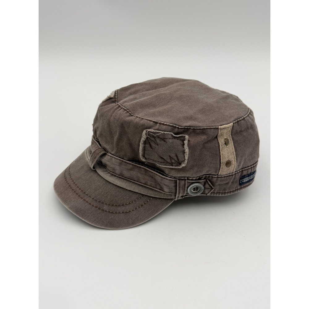 Vintage Target Womens Brown Distressed Y2K Military Patrol Cadet Cap One Size